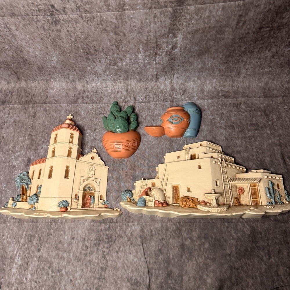 Vintage Burwood Products 3291 3139 1A & 2A Southwest Wall Hanging Church Mission